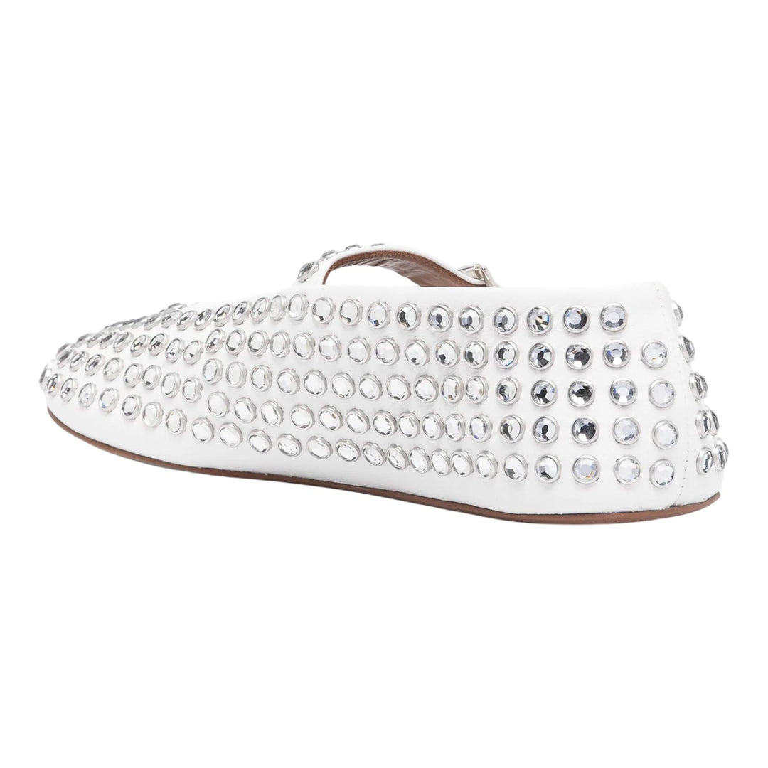 Club21 - ALAIA - Strass Lambskin Ballet Flats - FLAT SANDALS - White