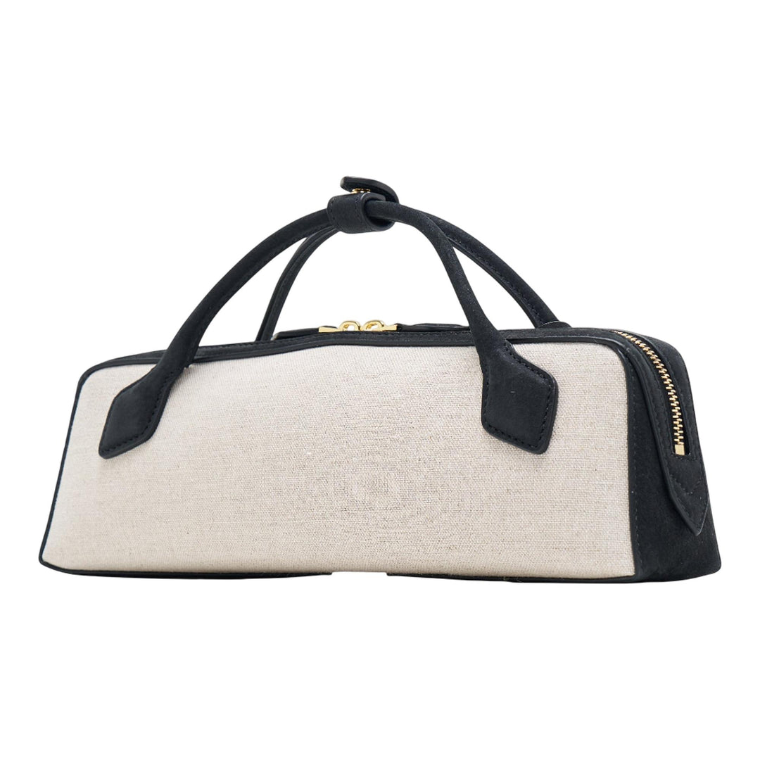 Club21 - ALAIA - Teckel Clutch Linen And Nubuck - CLUTCH BAGS - Black