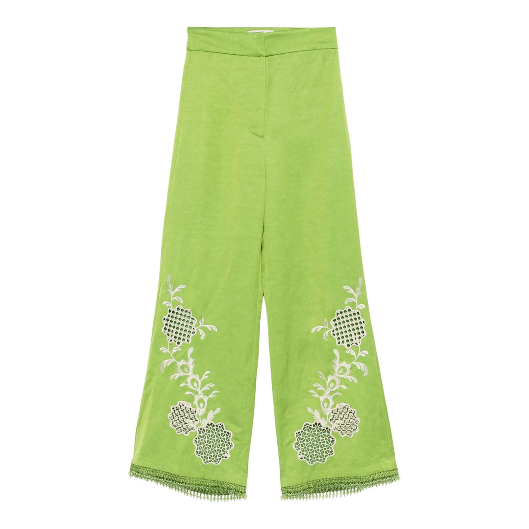 Club21 - ALEMAIS - Luisa Embroidered Pant - PANTS - Green