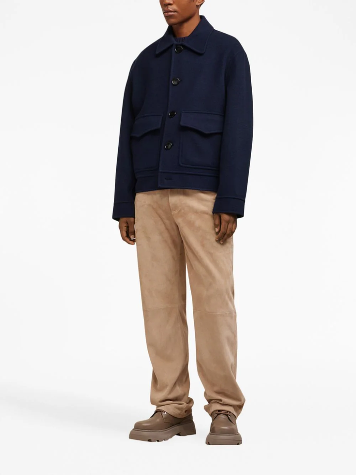 AMI-Paris-Double Face Short Coat-Navy-2