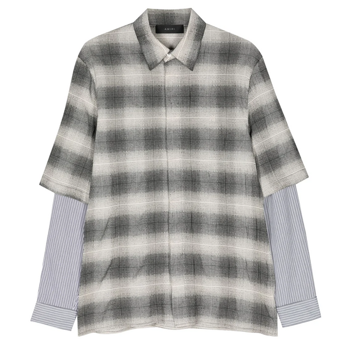 Double Sleeve Shadow Plaid Shirt