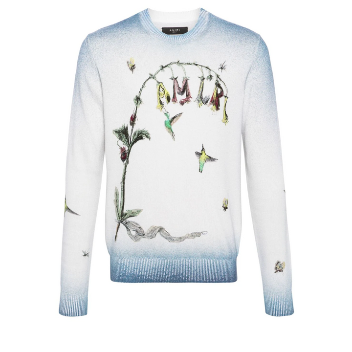 Embroidered Hummingbird Crewneck Sweatshirt