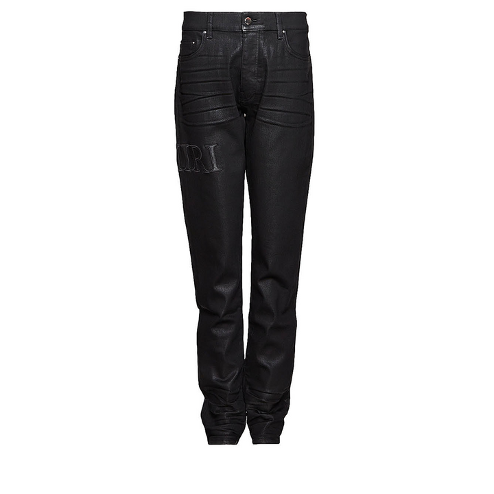 Serif Logo Wax Skinny Jeans