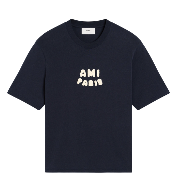 AMI_Ami_Paris_Knitted_Patch_Boxy_Fit_Tee_Blue