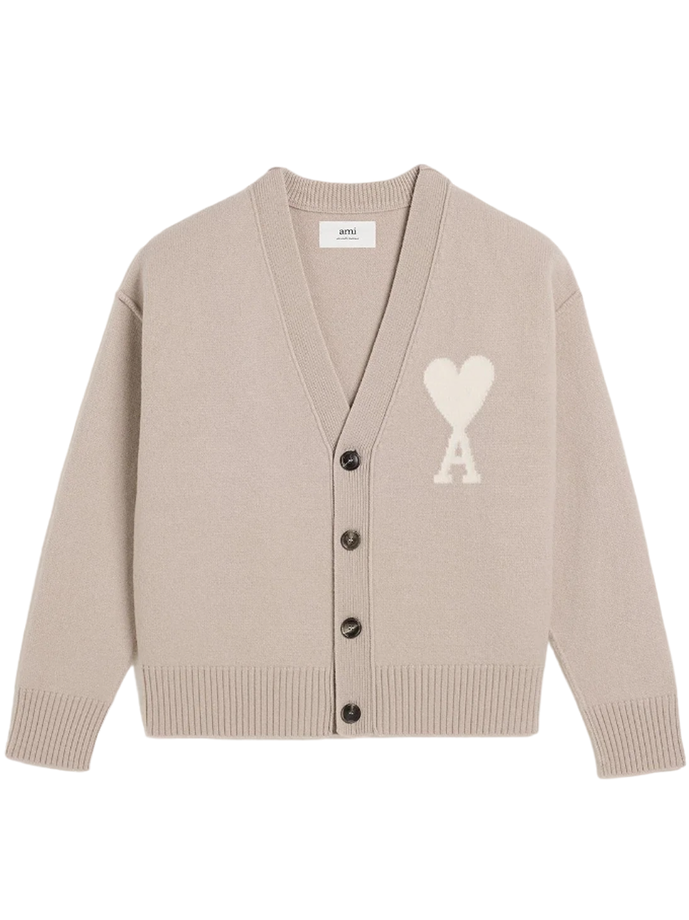 AMI_OffWhiteAmiDeCoeurCardigan_Beige