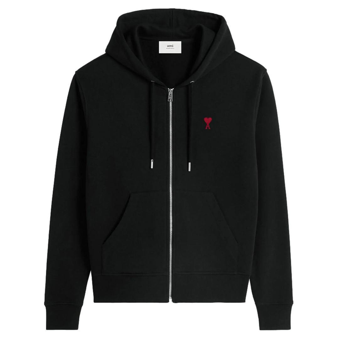 Red Ami de Coeur Zipped Hoodie