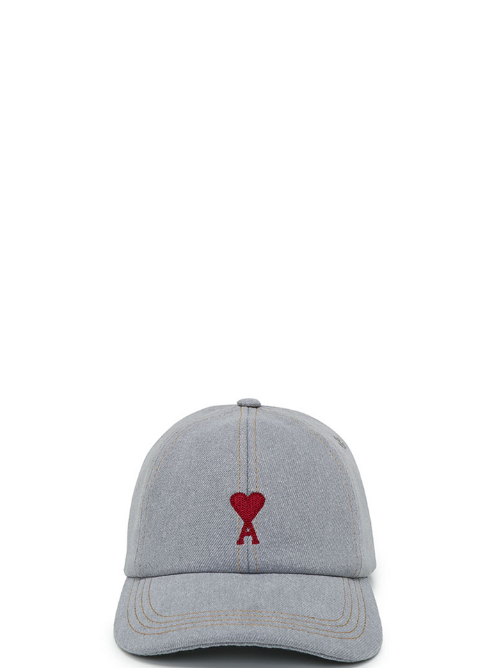 AMI_RedAmideCoeurEmbroideryCap_Lightgrey
