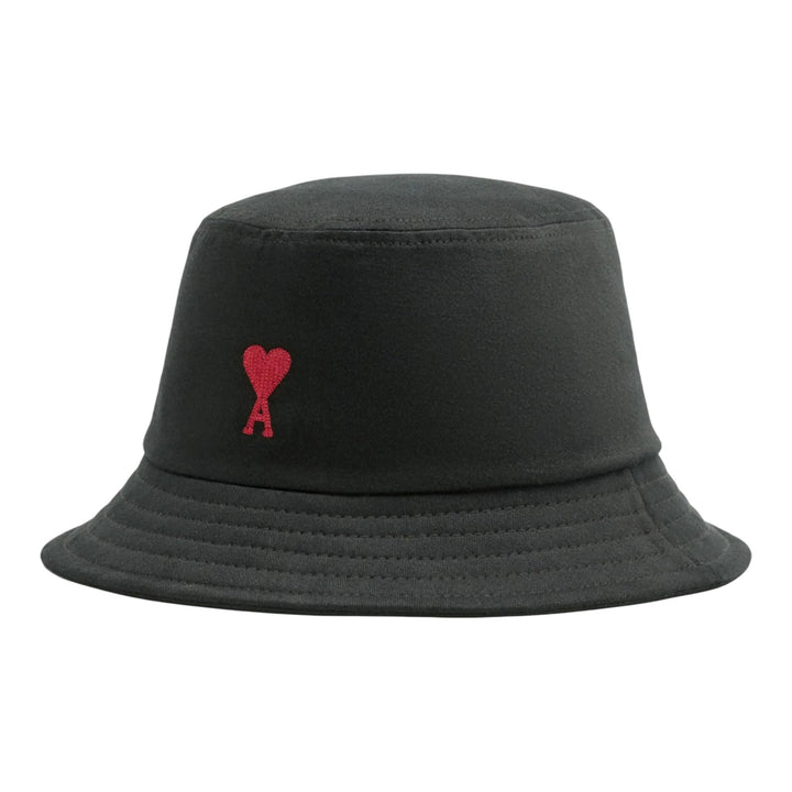 Club21 - AMI - Red Ami De Coeur Embrodiery Hat - HATS - Black