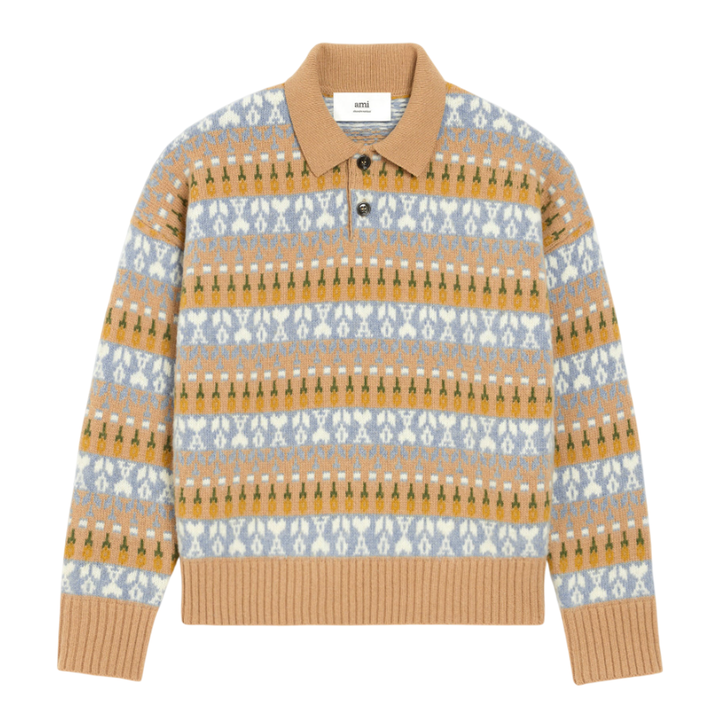Xmas Boxy Jacquard Polo Sweater
