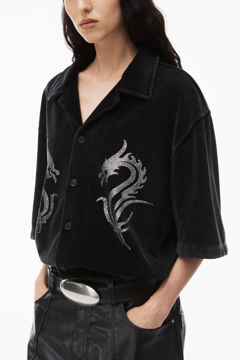 Alexander-Wang-Button-Down-Shirt-With-Crystal-Black-4