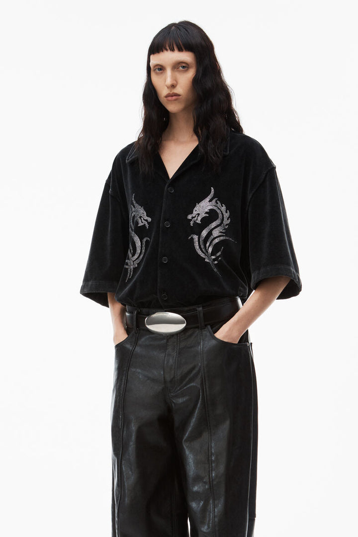 Alexander-Wang-Button-Down-Shirt-With-Crystal-Black-6