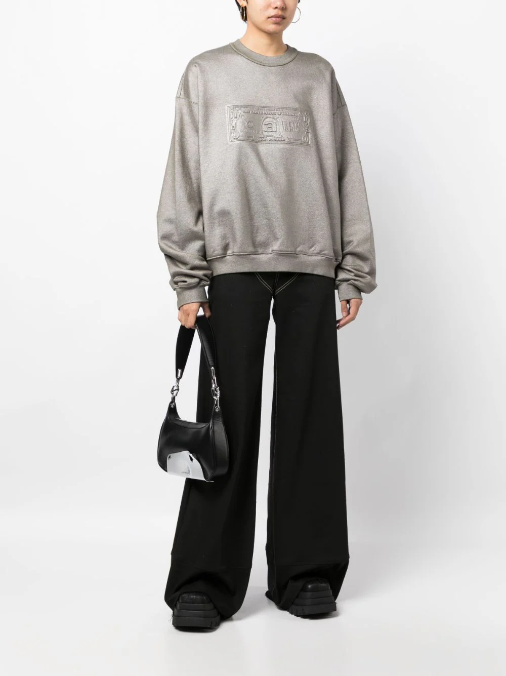 Alexander Wang Crewneck With Metallic Sweatshirt Grey 2