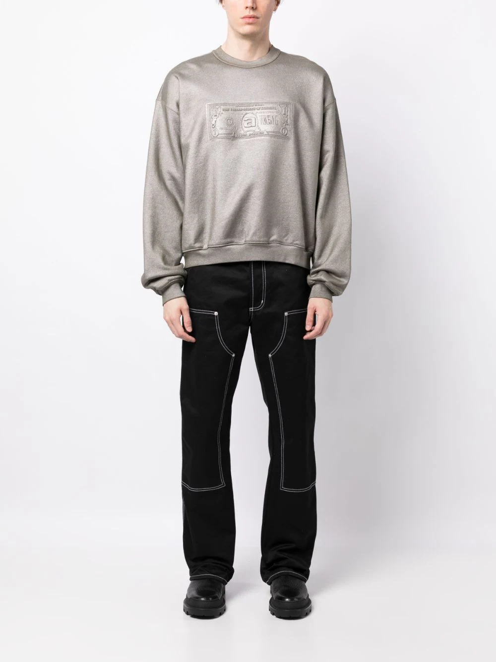 Alexander Wang Crewneck With Metallic Sweatshirt Grey 3