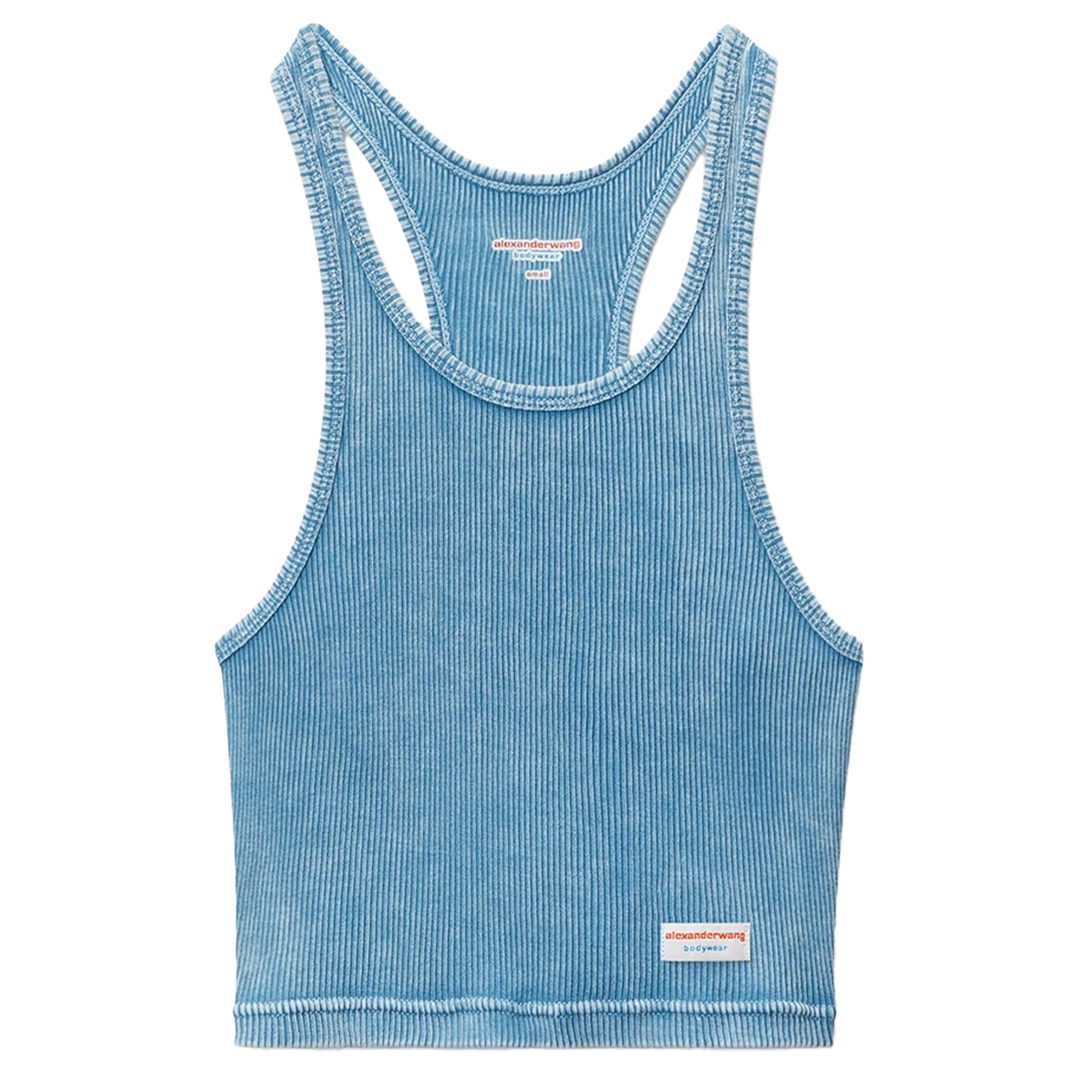 Cropped Racer Tank In Ribbed Cotton