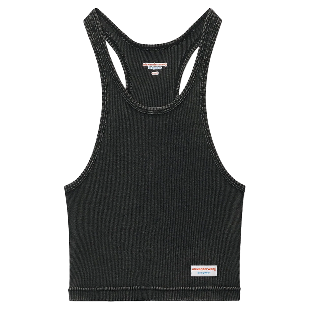 Cropped Racer Tank In Ribbed Cotton