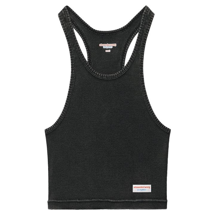 Cropped Racer Tank In Ribbed Cotton