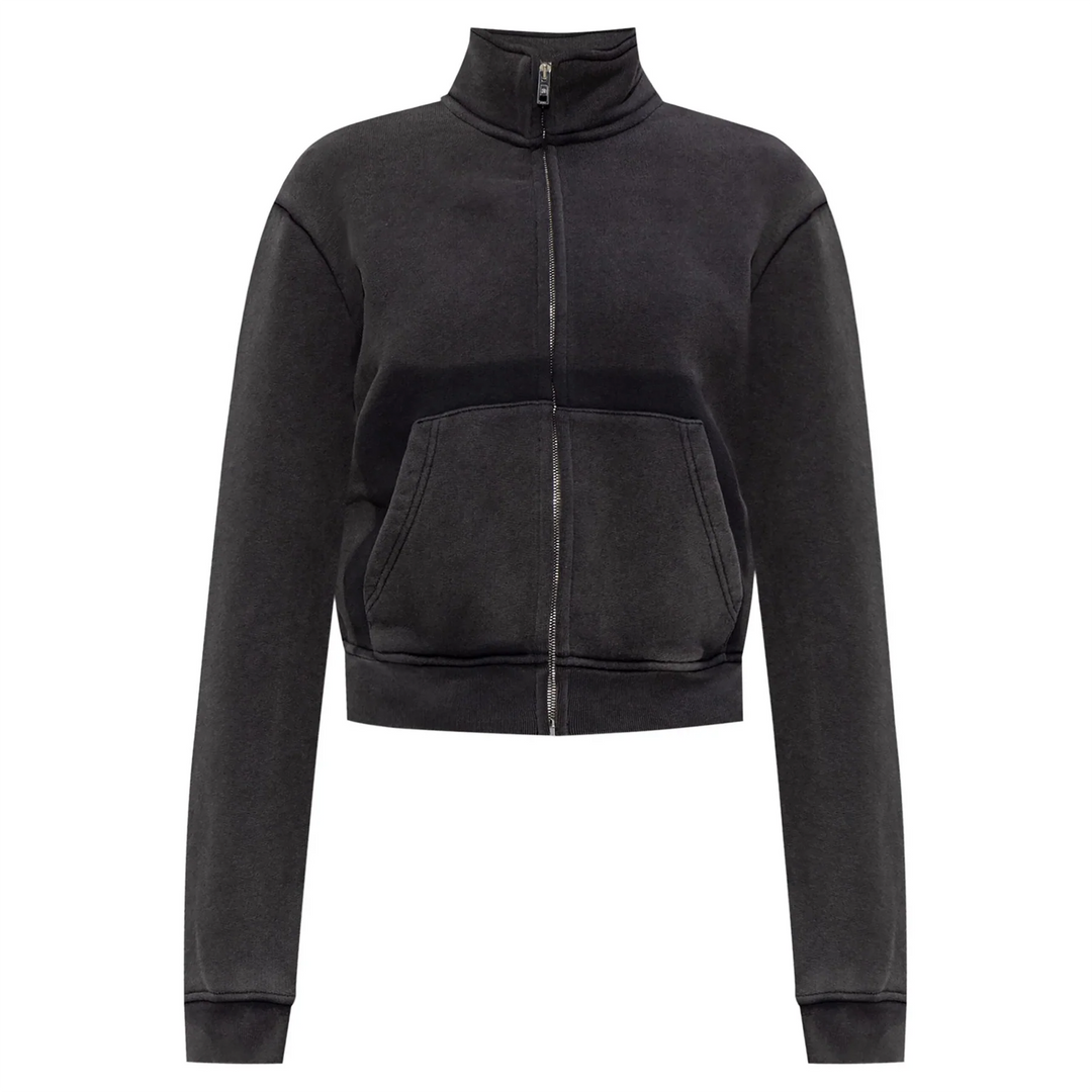 Cropped Zip-Up Jacket In Cotton Terry