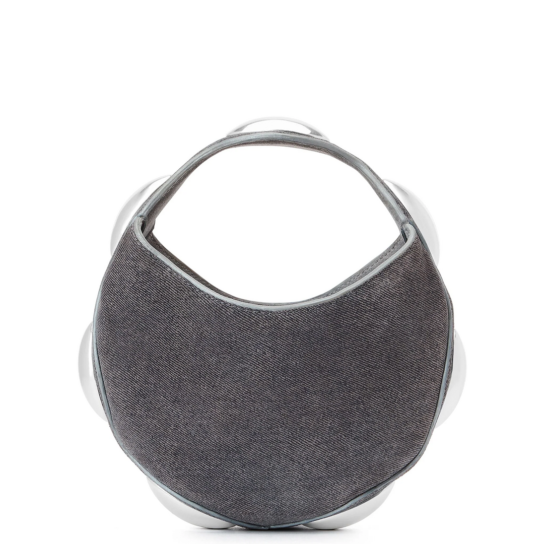 Dome Circular Top-Handle Bag In Trompe-L'Oeil Denim Leather