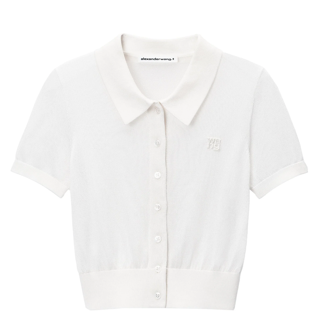 Logo Embroidered Polo Cardigan