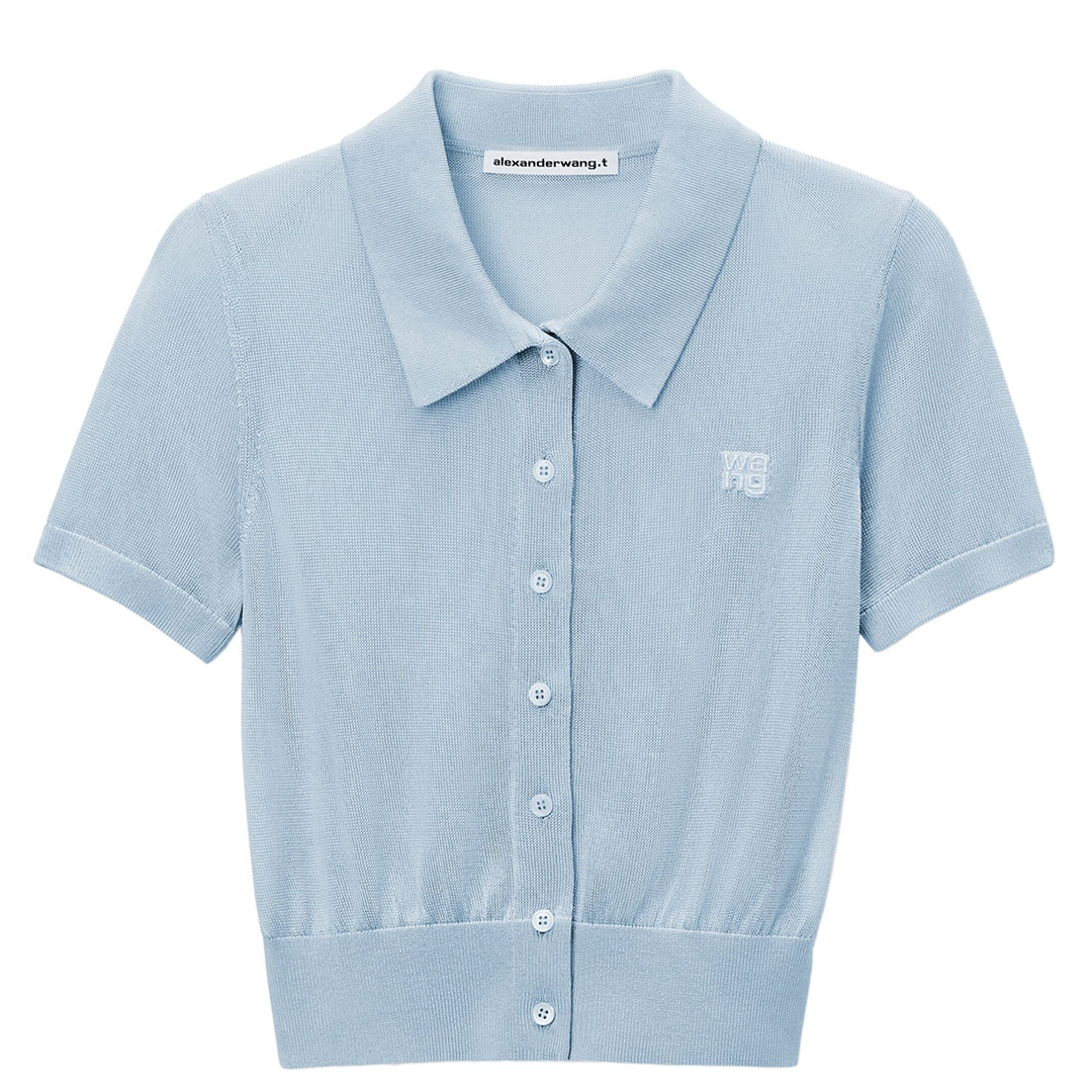 Logo Embroidered Polo Cardigan In Viscose