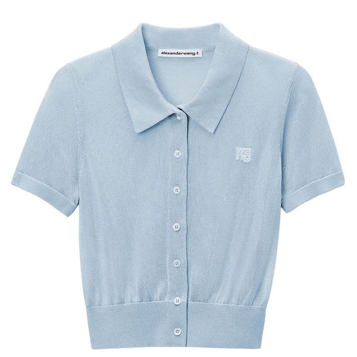 Logo Embroidered Polo Cardigan In Viscose