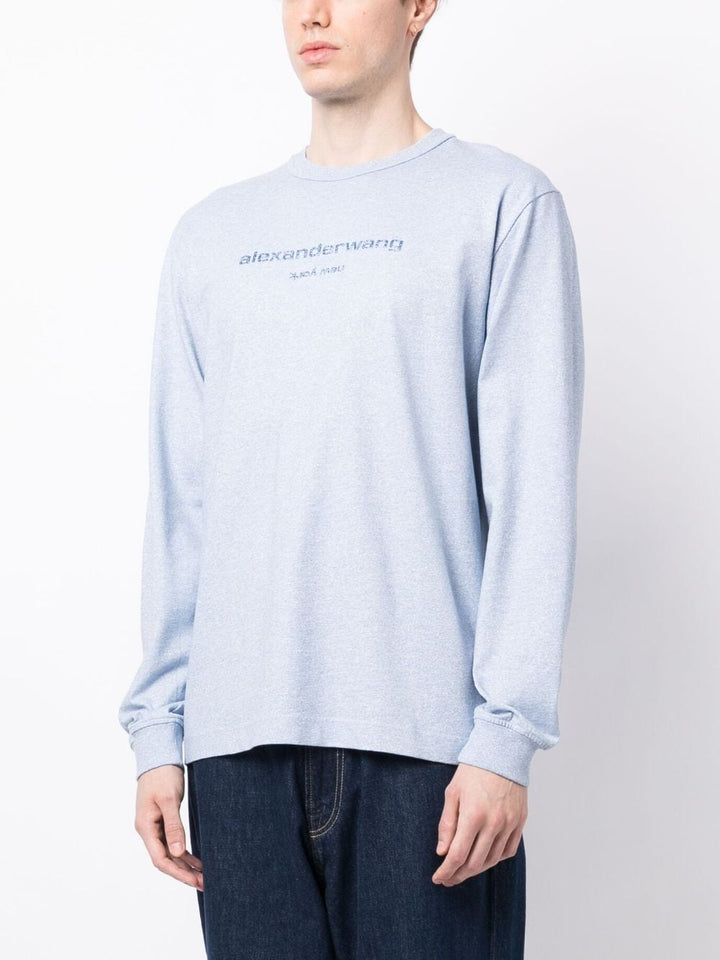 Alexander-Wang-Long-Sleeve-Tee-With-Glitter-Blue-4