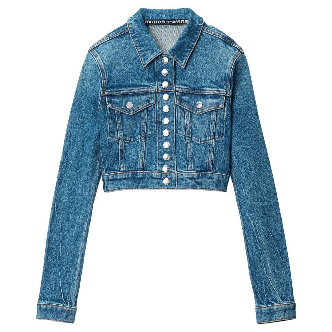 Cropped Trucker Jacket In Comfort-Stretch Denim