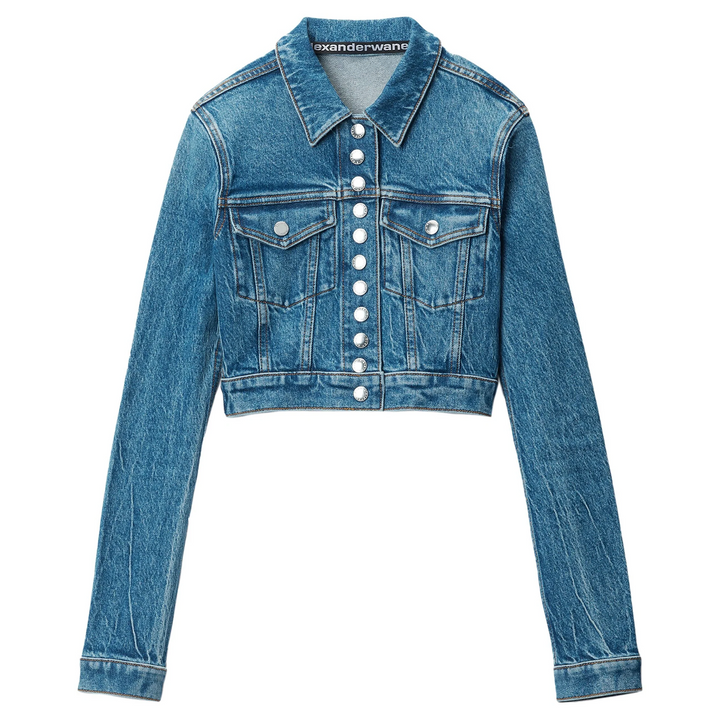Cropped Trucker Jacket In Comfort-Stretch Denim