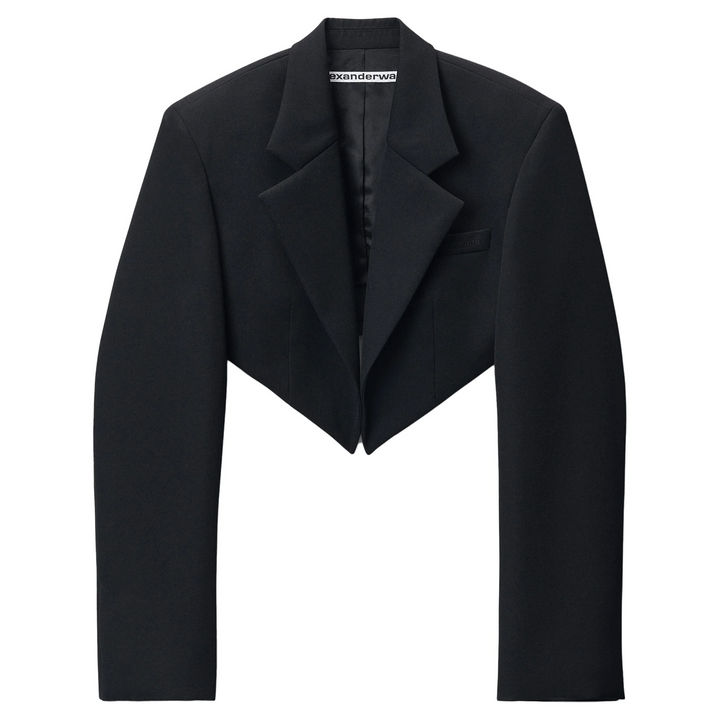 Cropped Tuxedo-Style Blazer With Pointed Hem