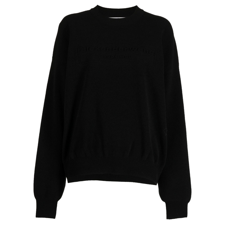 Embossed Logo Ribbed Pullover