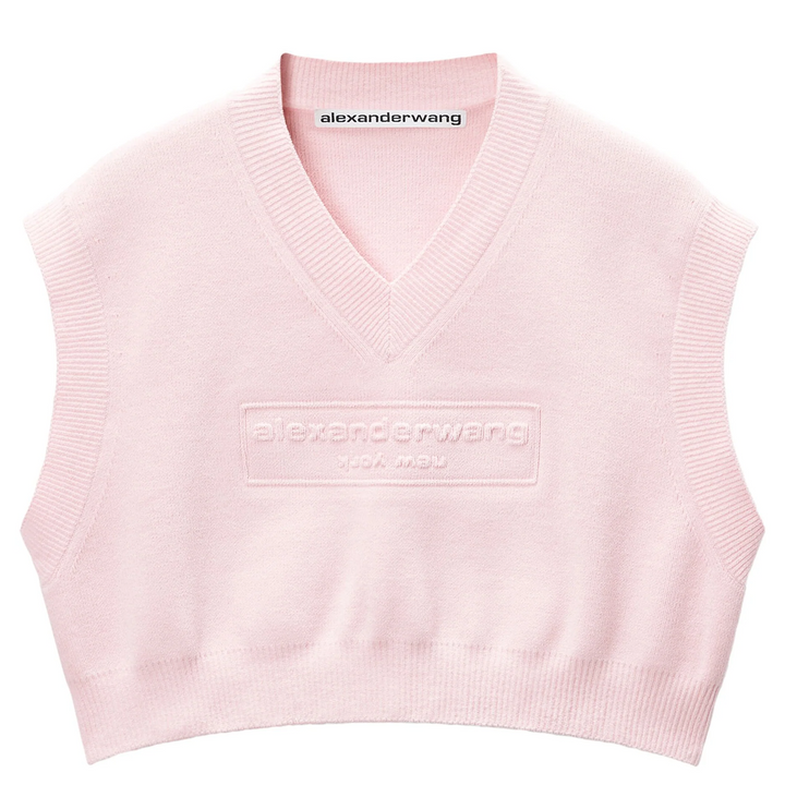 Embossed Logo V-Neck Vest Pullover