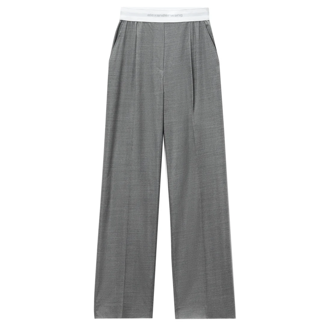 High-Waist Pleated Pant With Logo Elastic