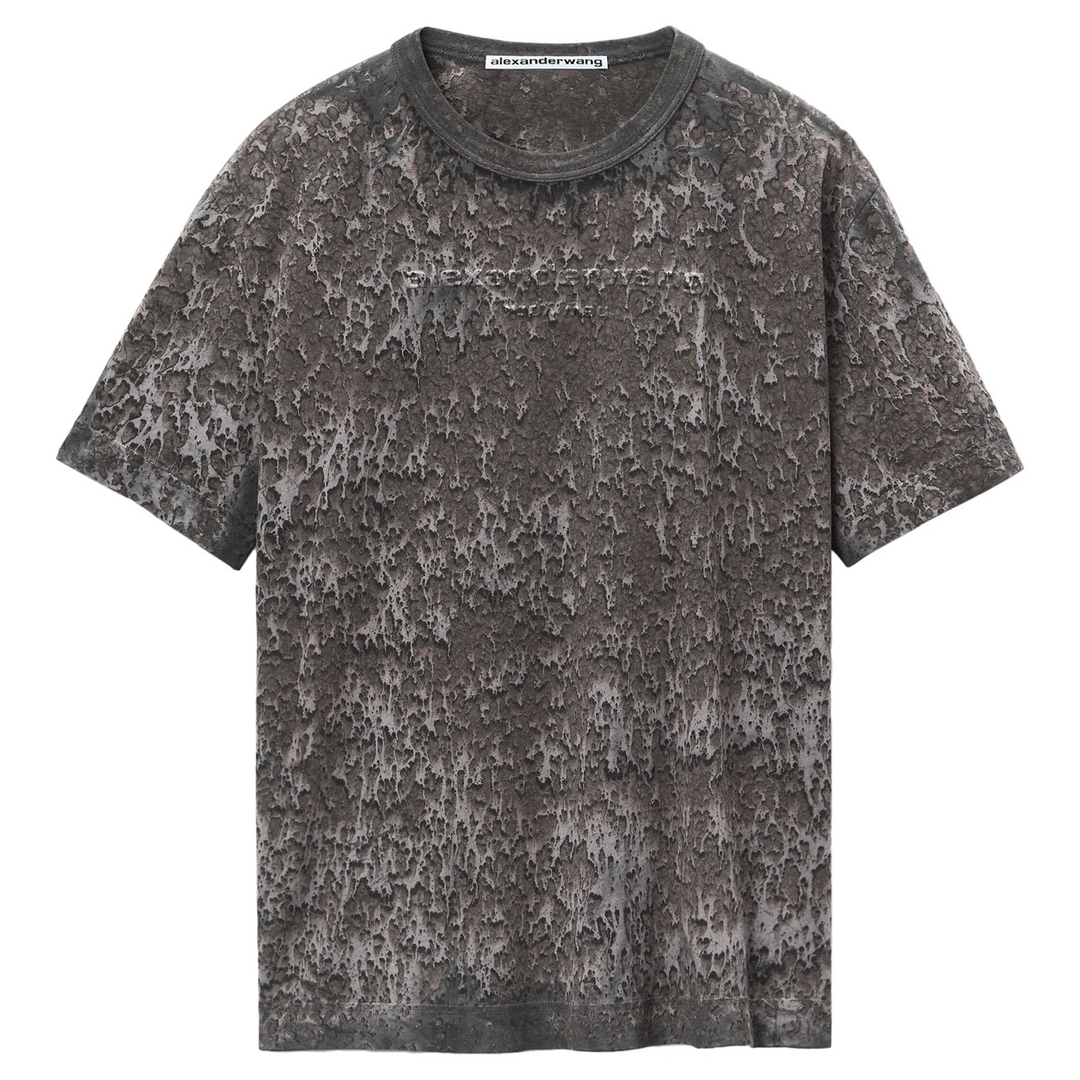 Logo Embossed Splatter Wash Tee In Cotton Hemp Jersey