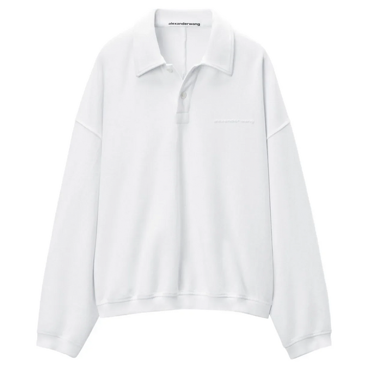 Puffed Logo Oversized Polo Top In Cotton