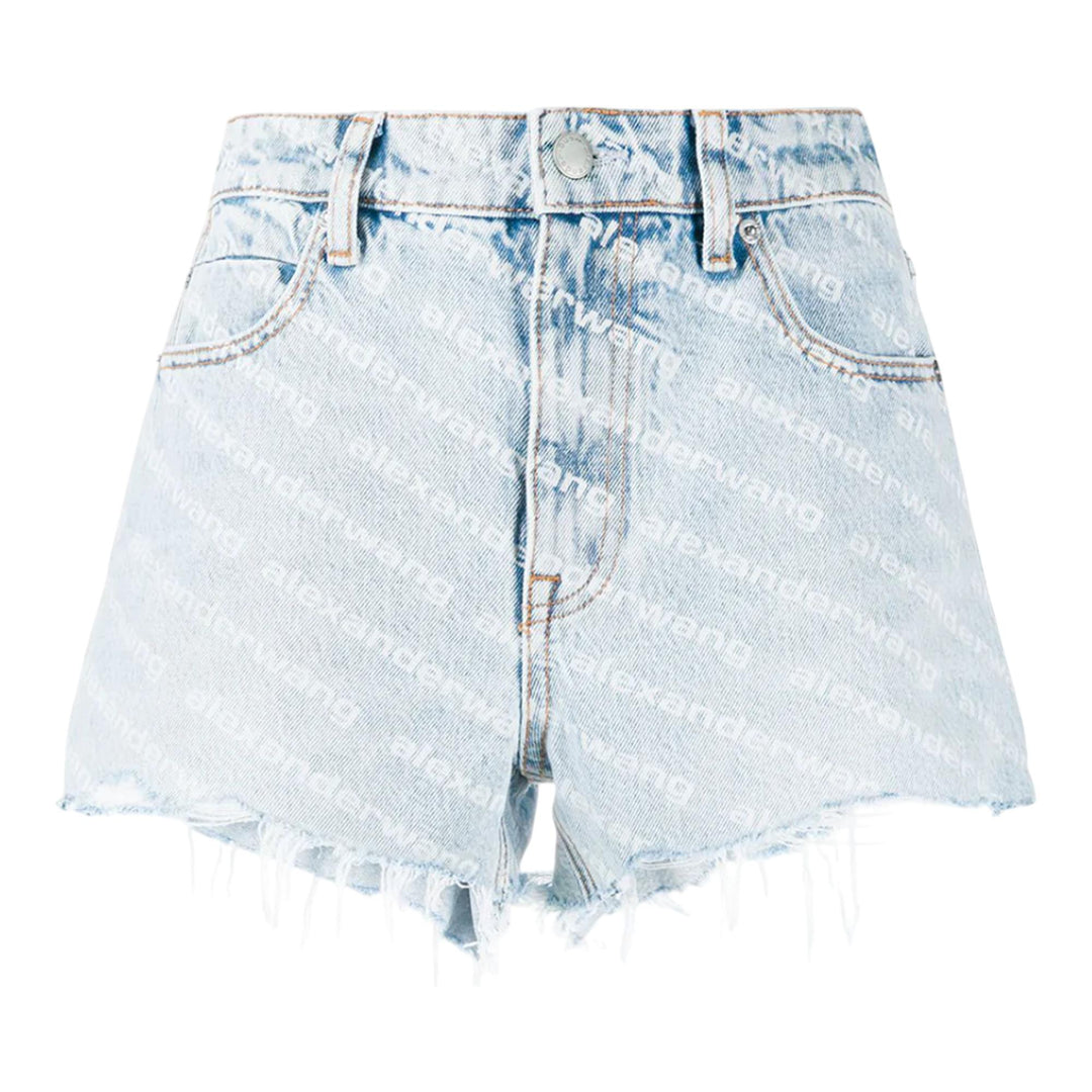 Club21 - Alexander Wang - Bite Shorts Pebble Bleach With Logo Print - SHORTS - Blue