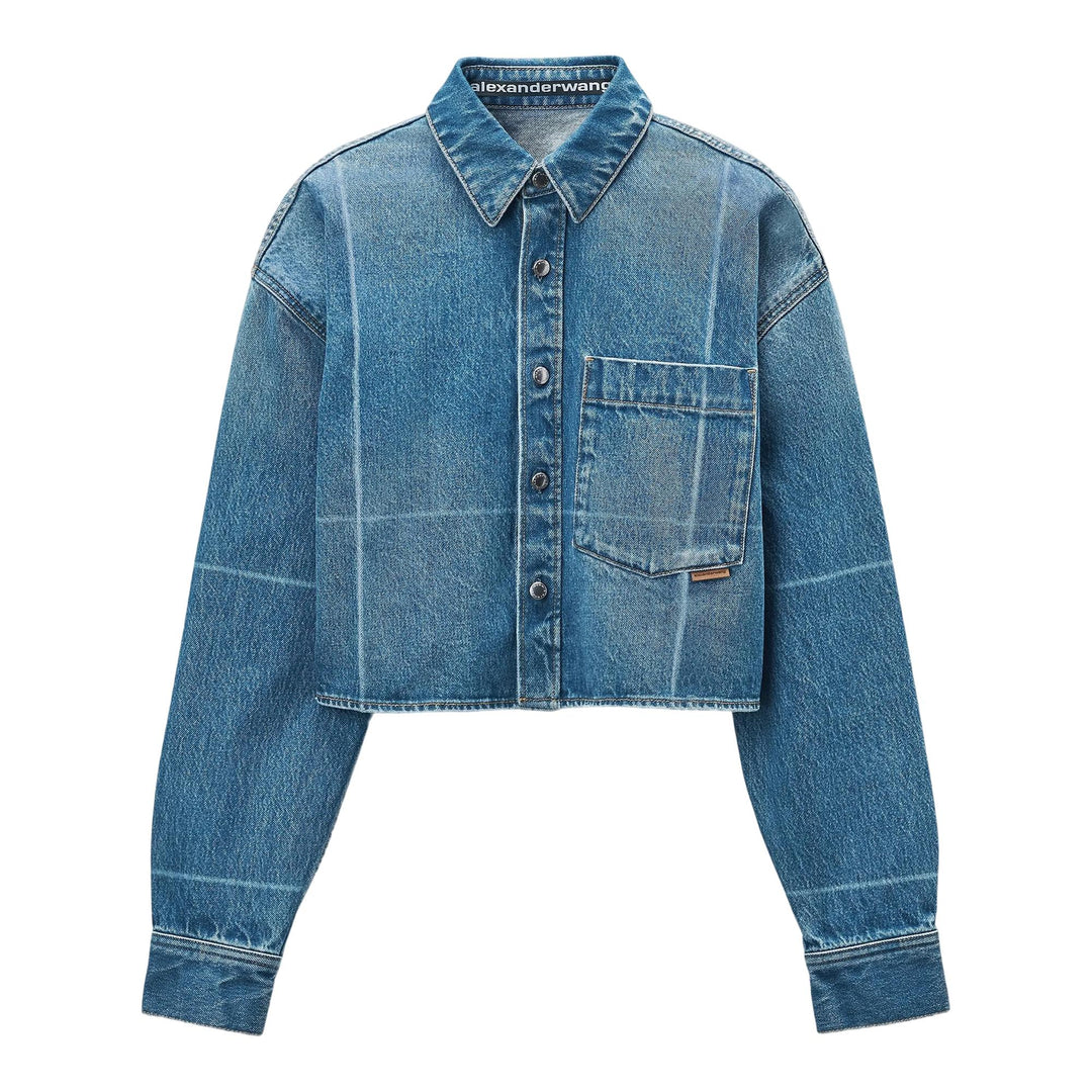 Club21 - Alexander Wang - Cropped Button Down Shirt - BLOUSES - Denim