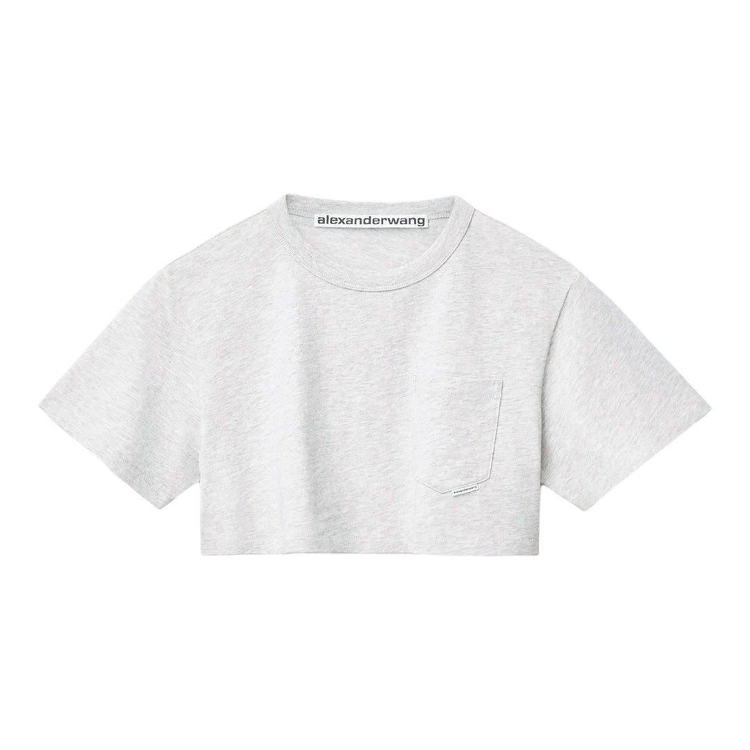 Club21 - Alexander Wang - Cropped Pocket Tee In High Twist Jersey - TEES - Grey