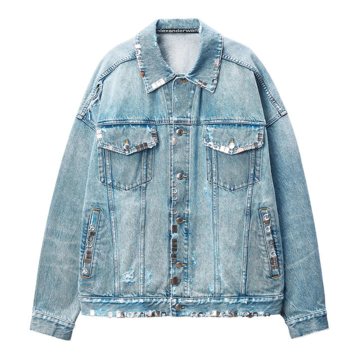Club21 - Alexander Wang - Distressed Oversized Trucker Jacket - BLOUSON - Denim