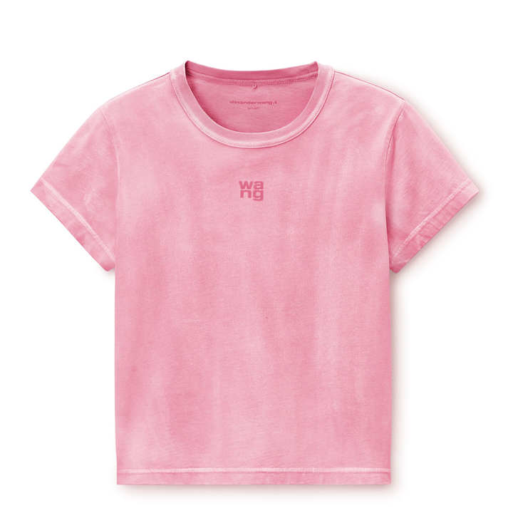 Shrunken Cotton Tee With Logo