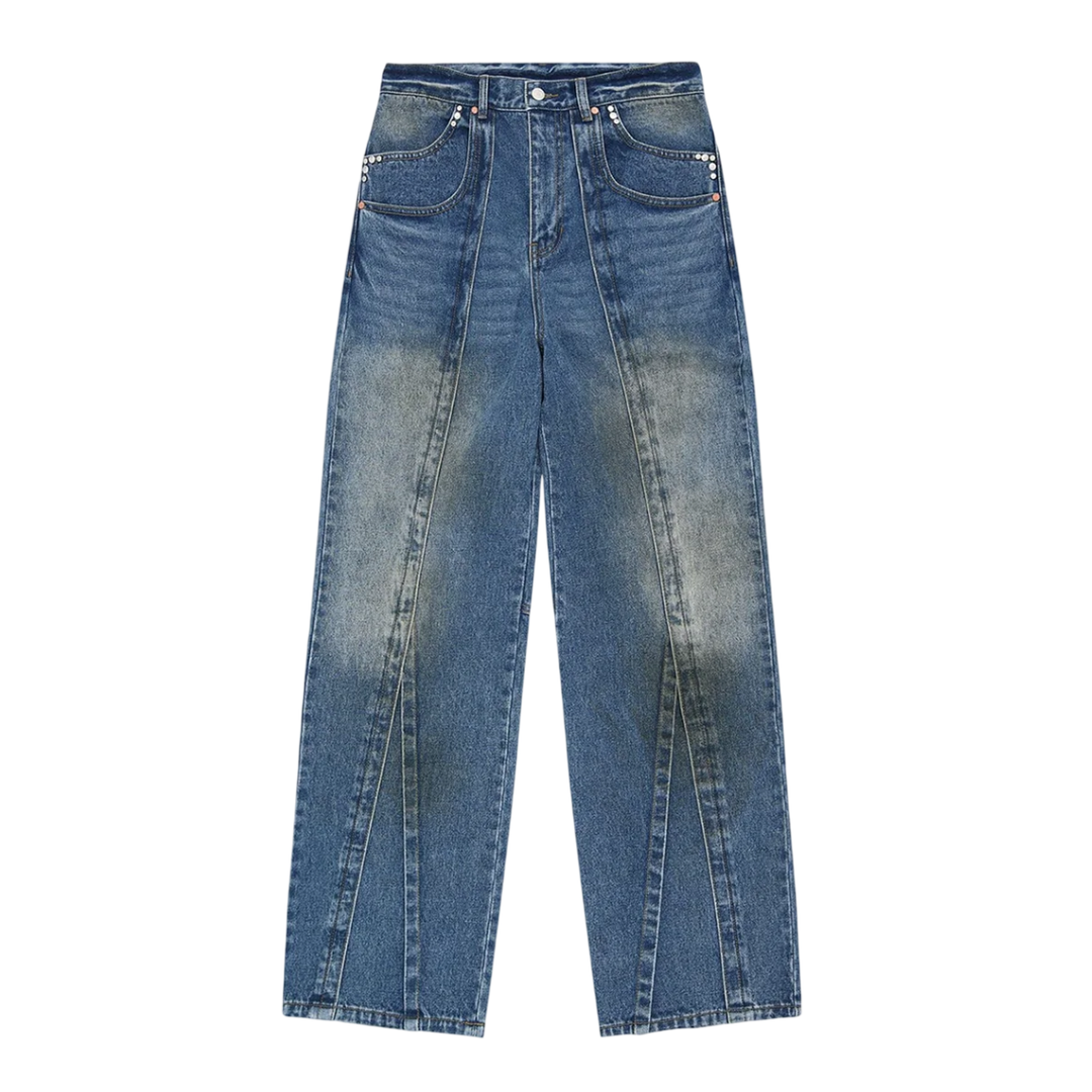 Unisex Layered Wide-Leg Jeans