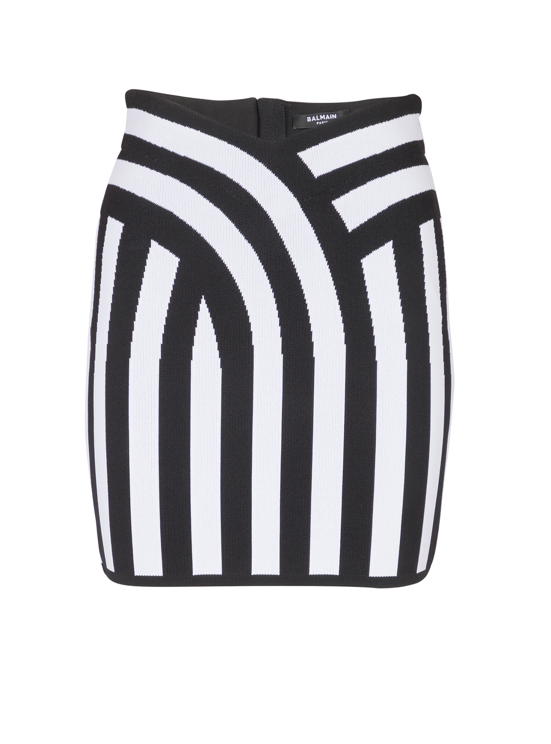 BALMAIN_V-Shape_Stripe_Short_Skirt-Black