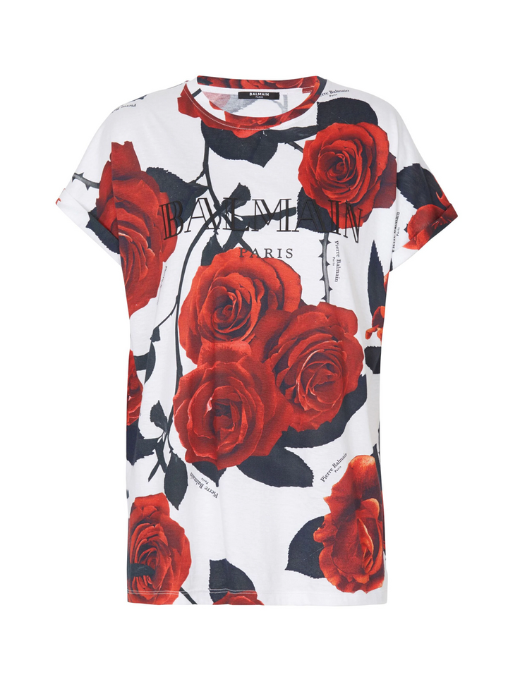 BALMAIN_VintageRedRosesPrintTee_White