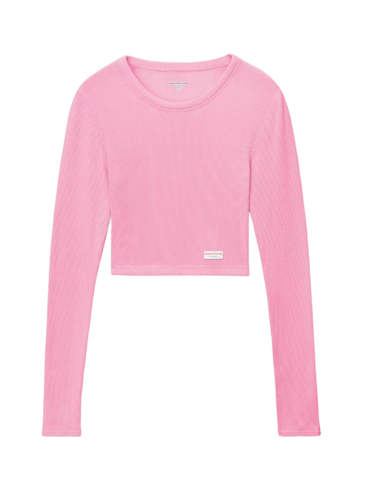 BODYWEARBYALEXANDERWANG_CroppedLong-SleeveTeeInRibbedCottonJersey_Pink