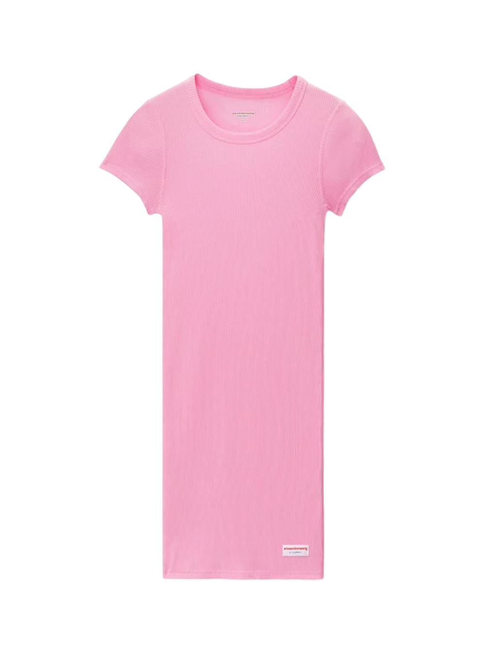 BODYWEARBYALEXANDERWANG_ShortSleeveCrewneckDressInRibbedCottonJersey_Pink