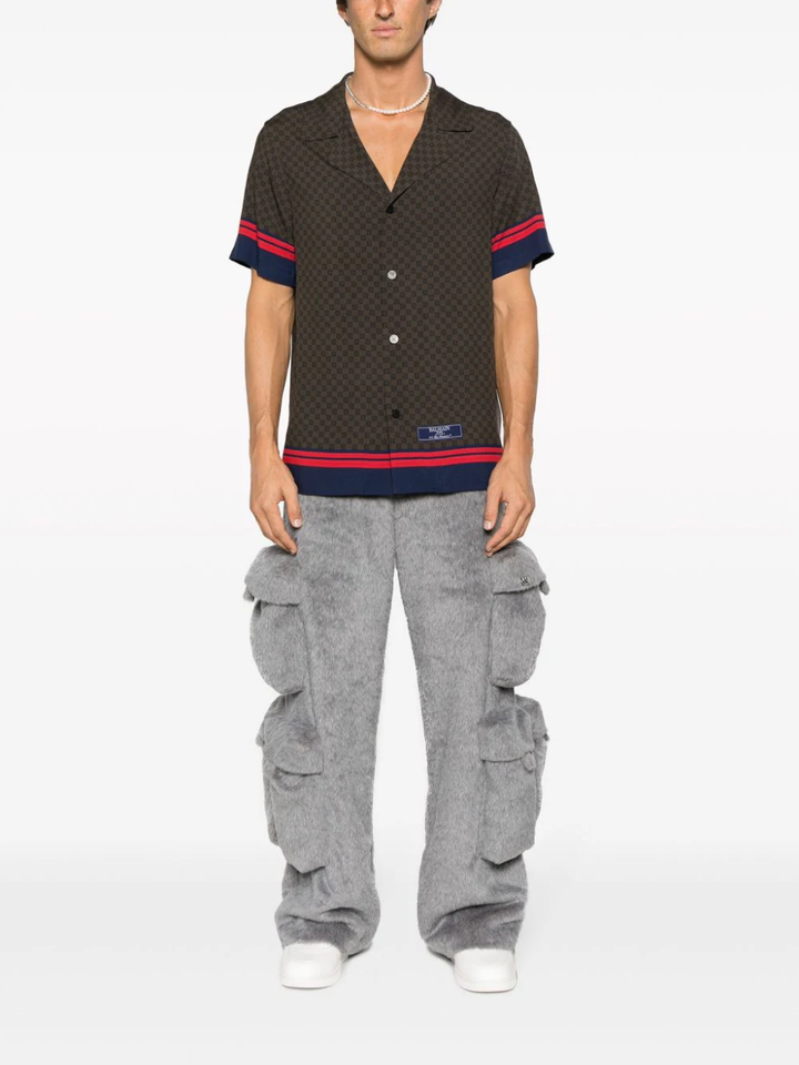 Balmain-All-Over-Mini-Monogram-Shirt-Brown-2