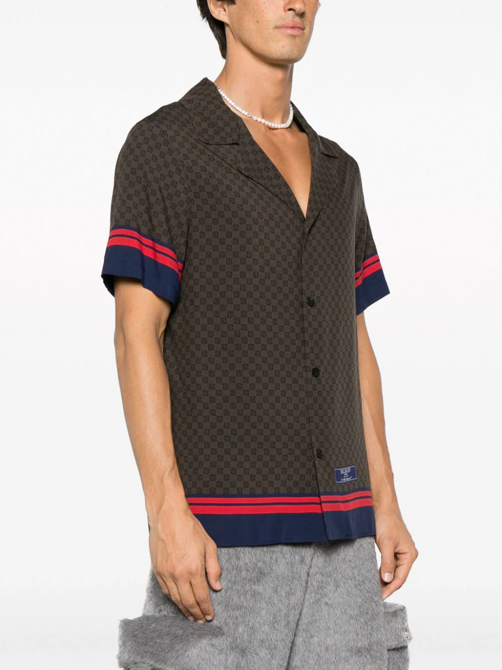 Balmain-All-Over-Mini-Monogram-Shirt-Brown-3