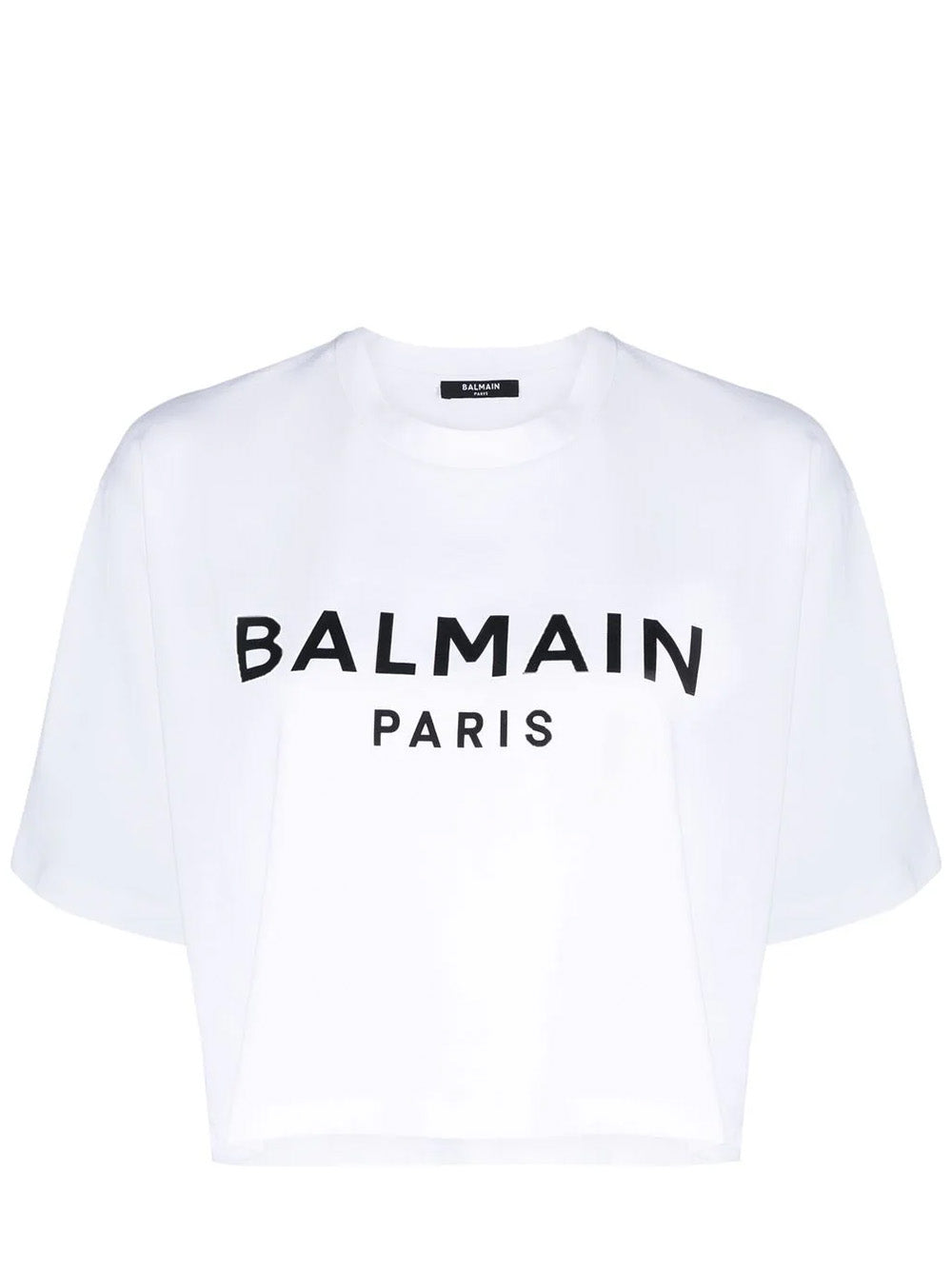     Balmain-Balmain-Printed-Cropped-T-Shirt-White-1