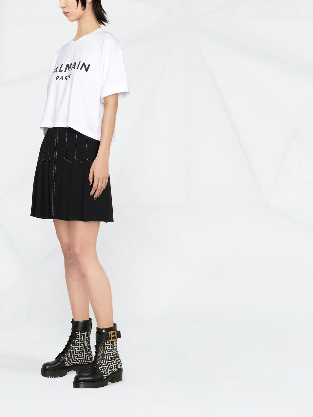 Balmain-Balmain-Printed-Cropped-T-Shirt-White-4