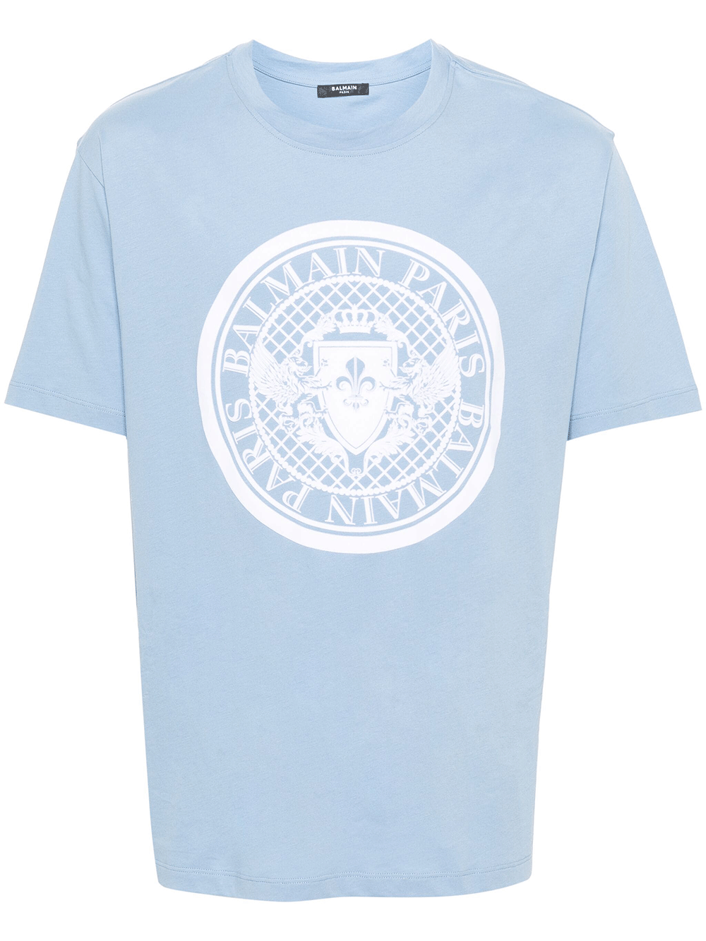 Balmain-Coin-Flock-T-Shirt-Light-Blue-1