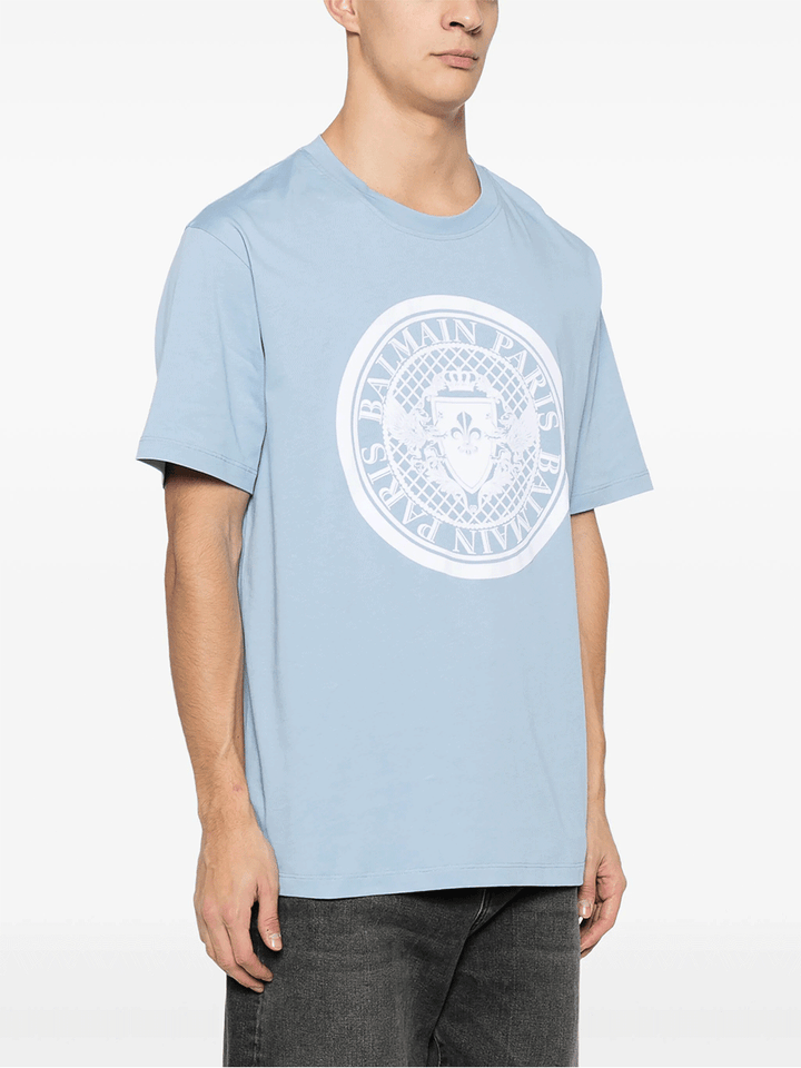 Balmain-Coin-Flock-T-Shirt-Light-Blue-3